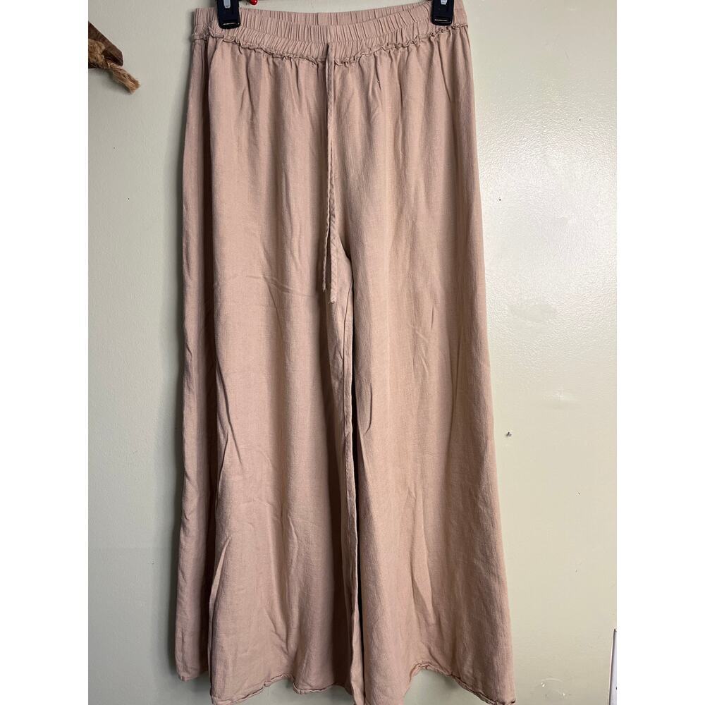 Aakaa pull on wide leg cropped palazzo elastic waistband pants, size medium